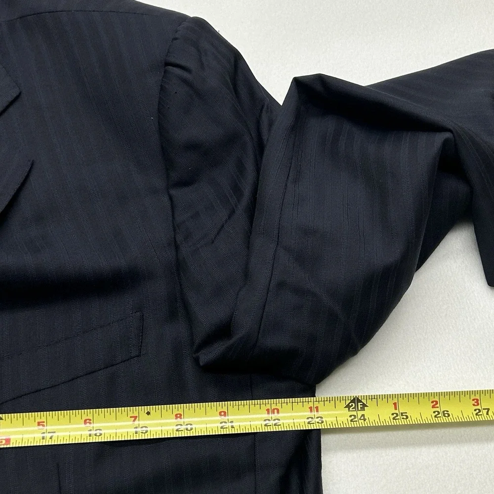Ermenegildo Zegna Sport Coat Navy Striped Trofeo Wool 3 Button Blazer‎ 48R 58EU